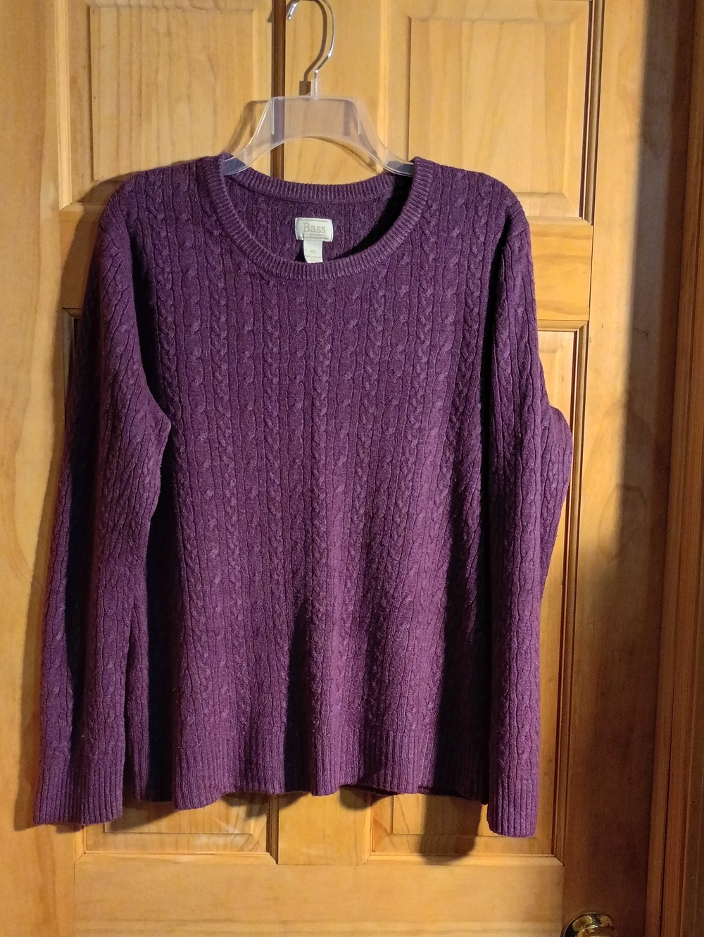 Bass Women's Cable Knit Crewneck Sweater - Deep Purple